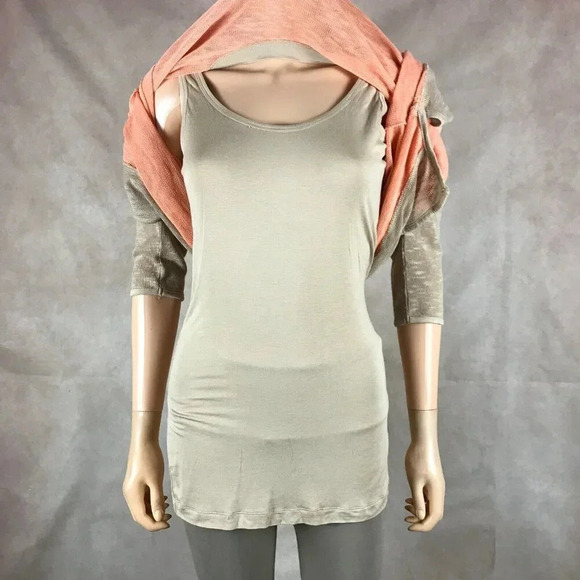GRACE ELEMENTS Orange/Tan Layered Look Knit Top NWT Small - Picture 6 of 12